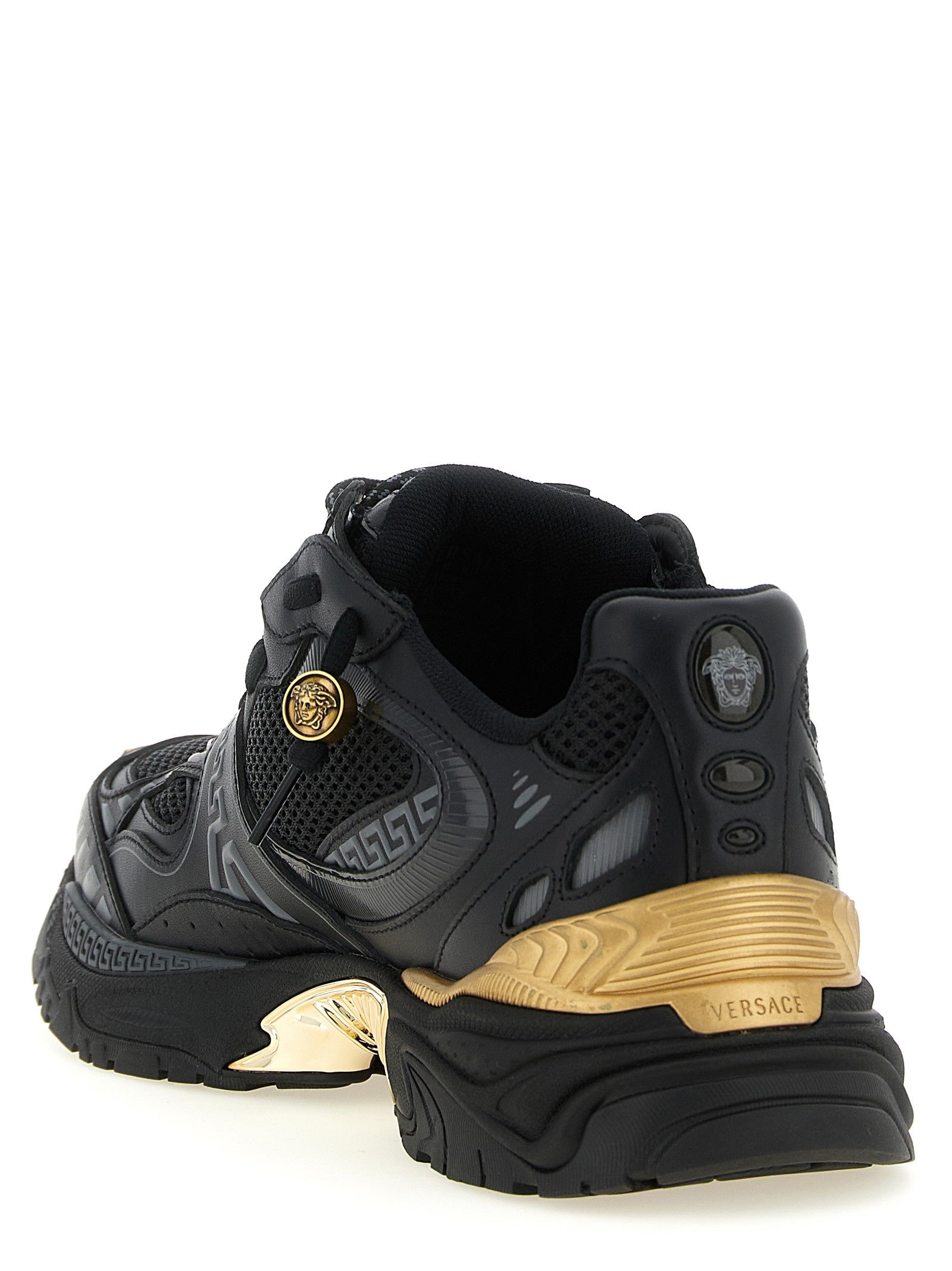 Versace Mesh and Leather Sneakers Gold
