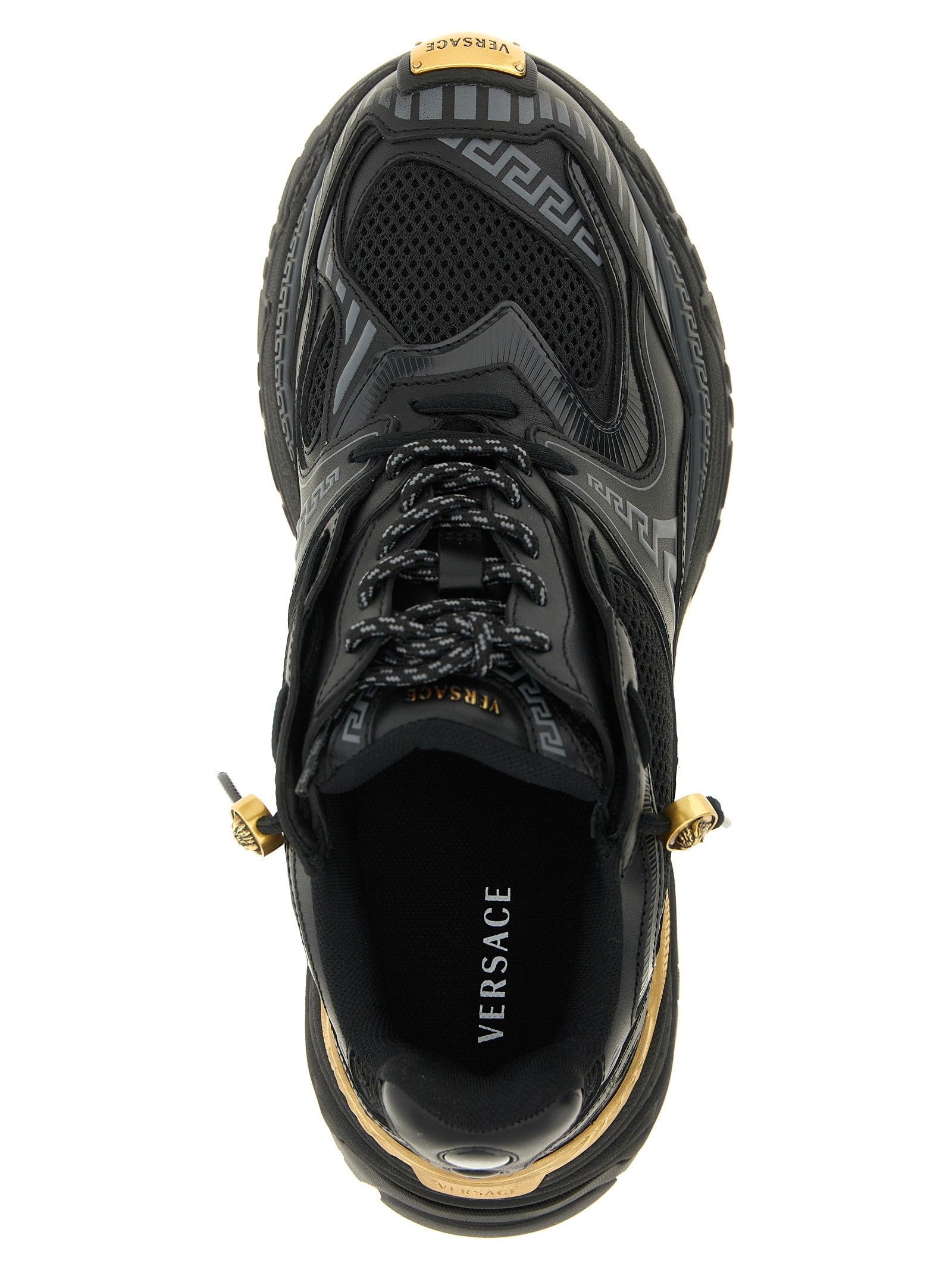 Versace Mesh and Leather Sneakers Gold