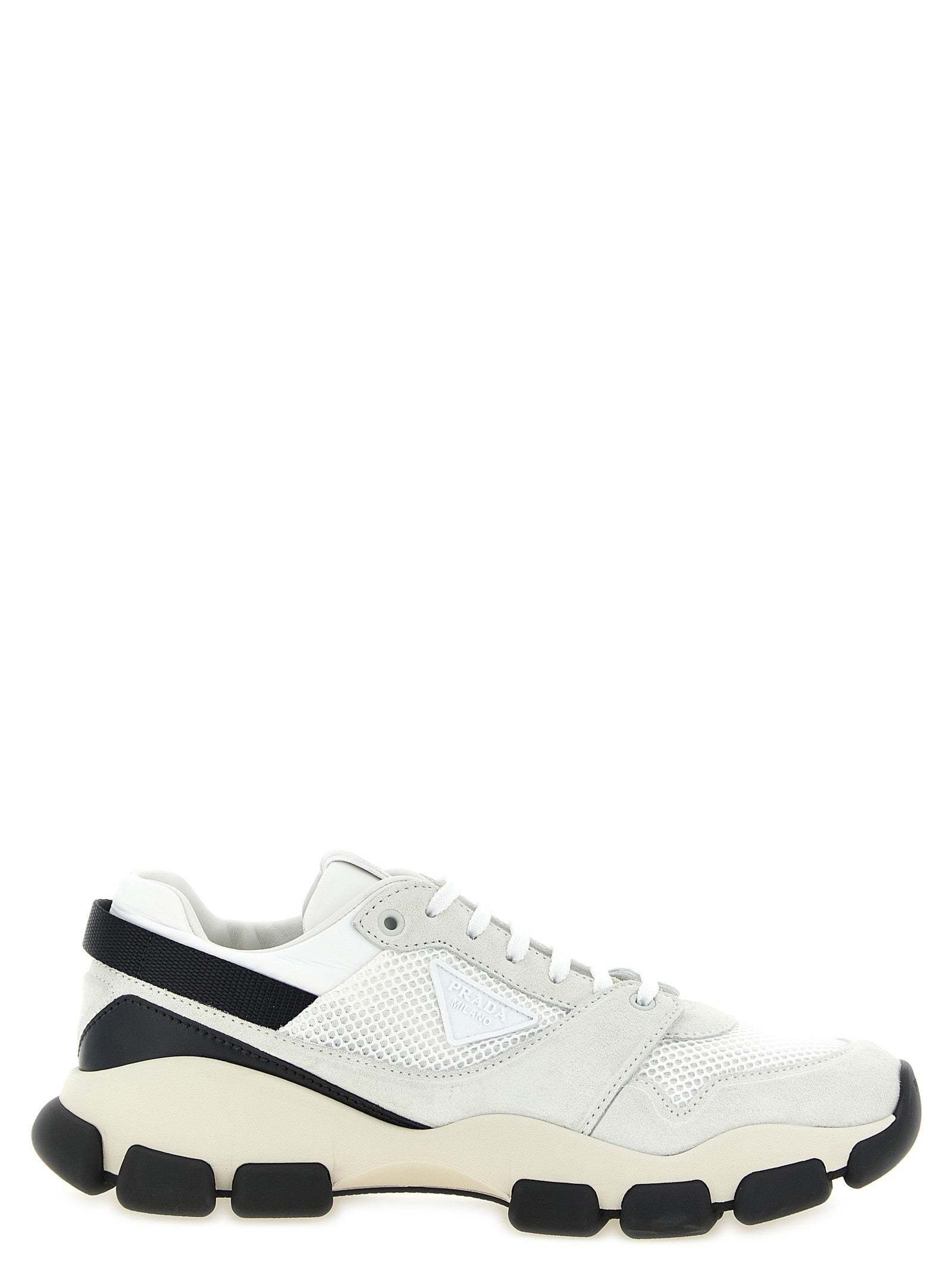 Prada Mesh and Suede Sneakers White