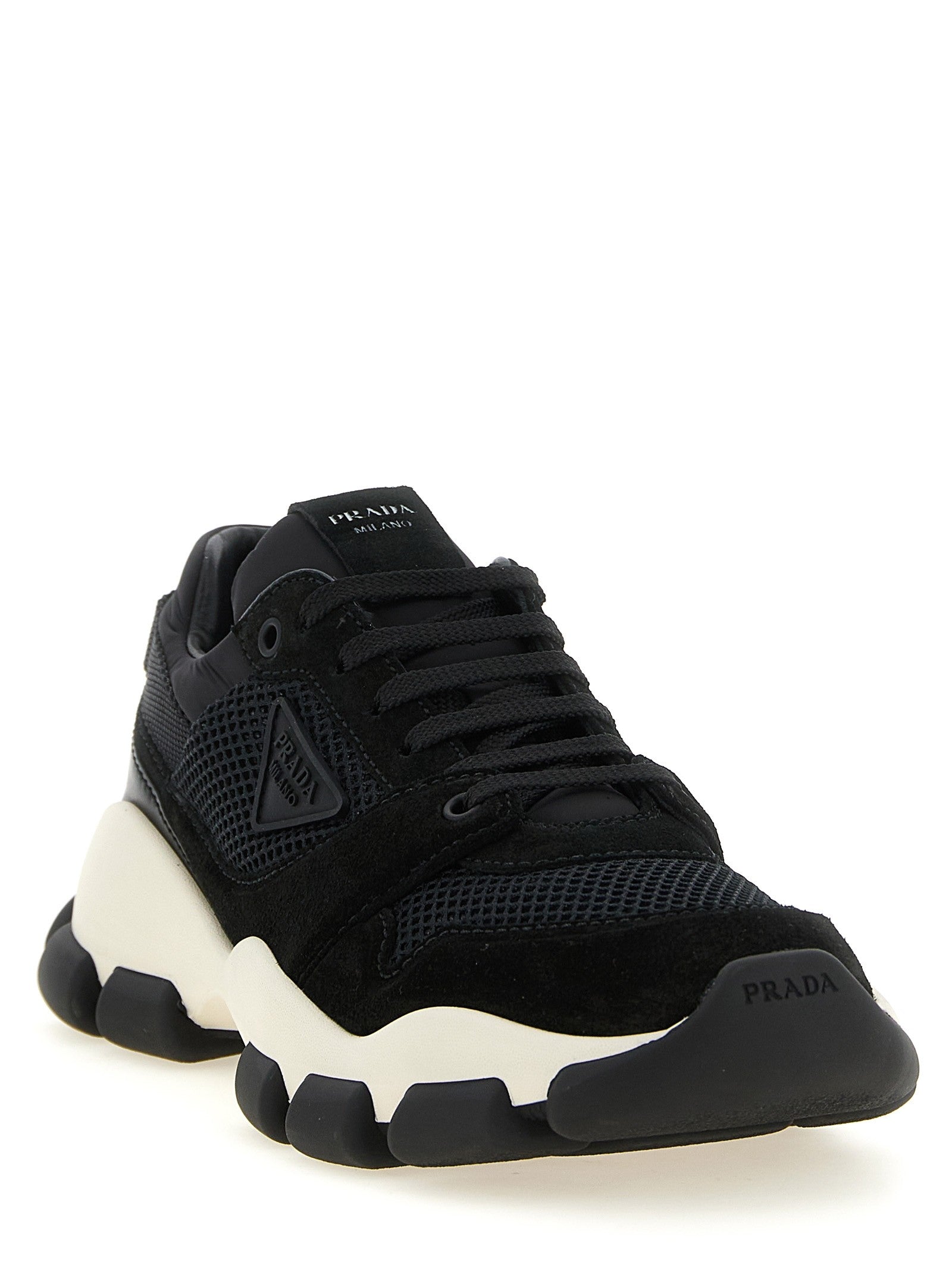 Prada Mesh and Suede Sneakers Black
