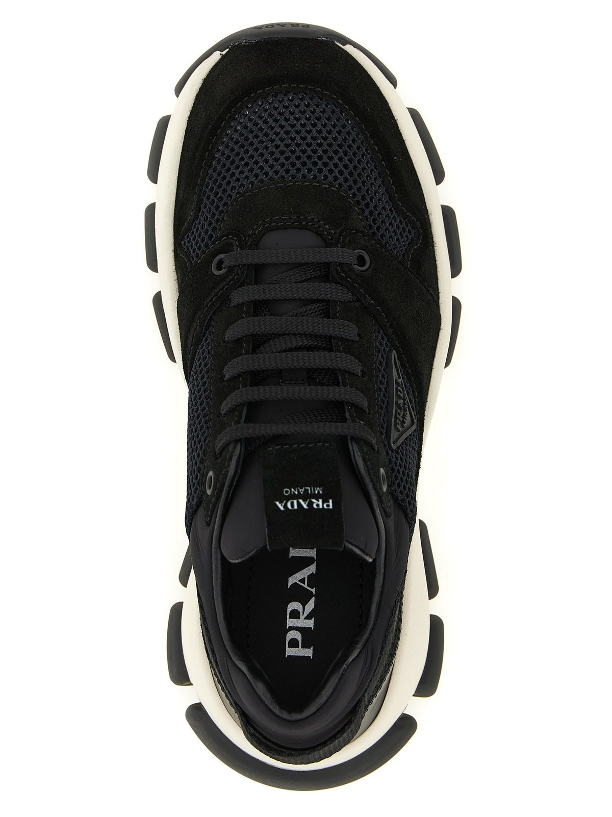PRADA Mesh and Suede Sneakers Black, view 4