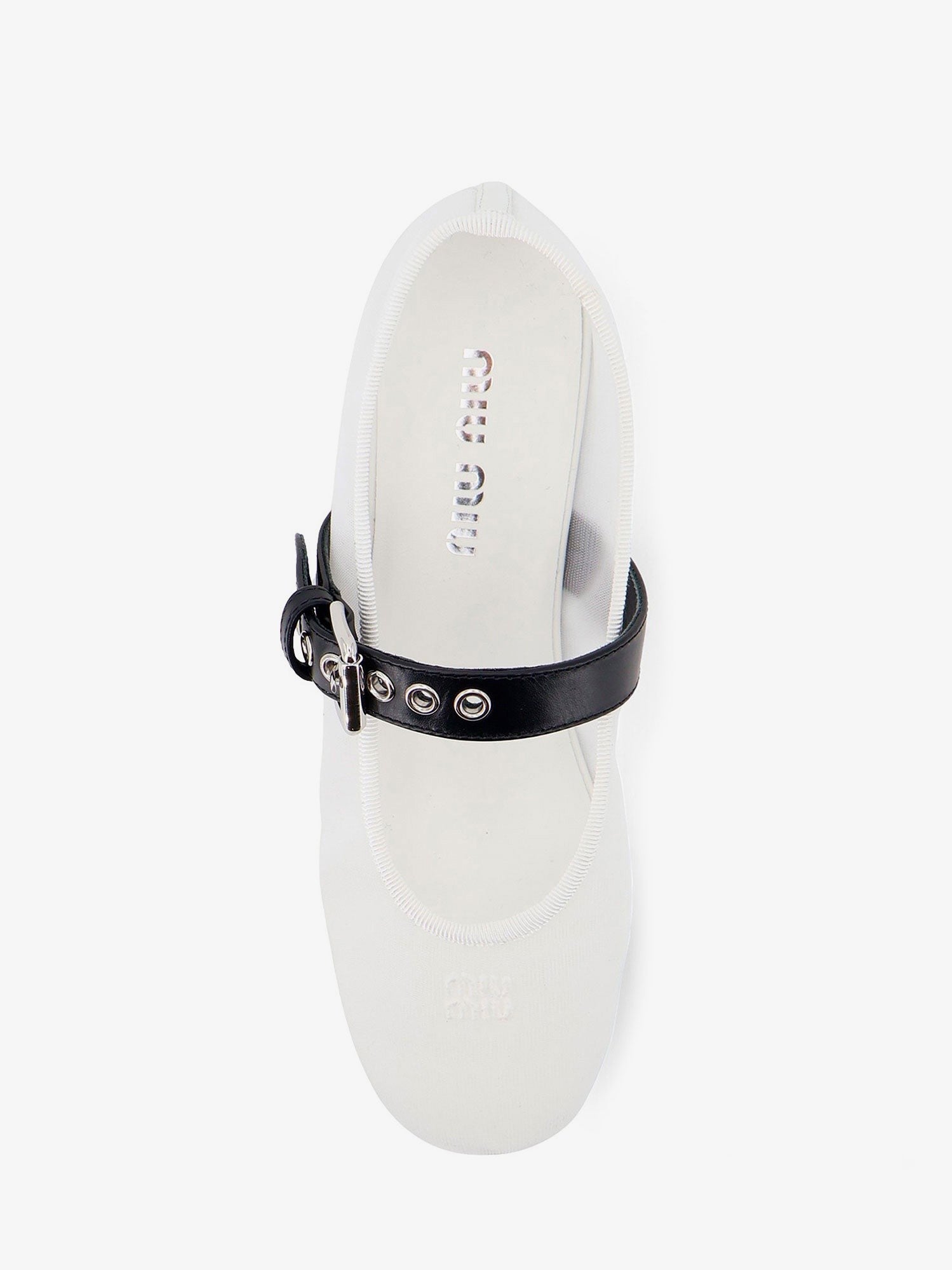 Miu Miu Women's Mesh Fabric Ballerinas White