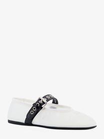 Miu Miu Women's Mesh Fabric Ballerinas White