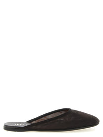 Miu Miu Mesh Fabric Slippers Black