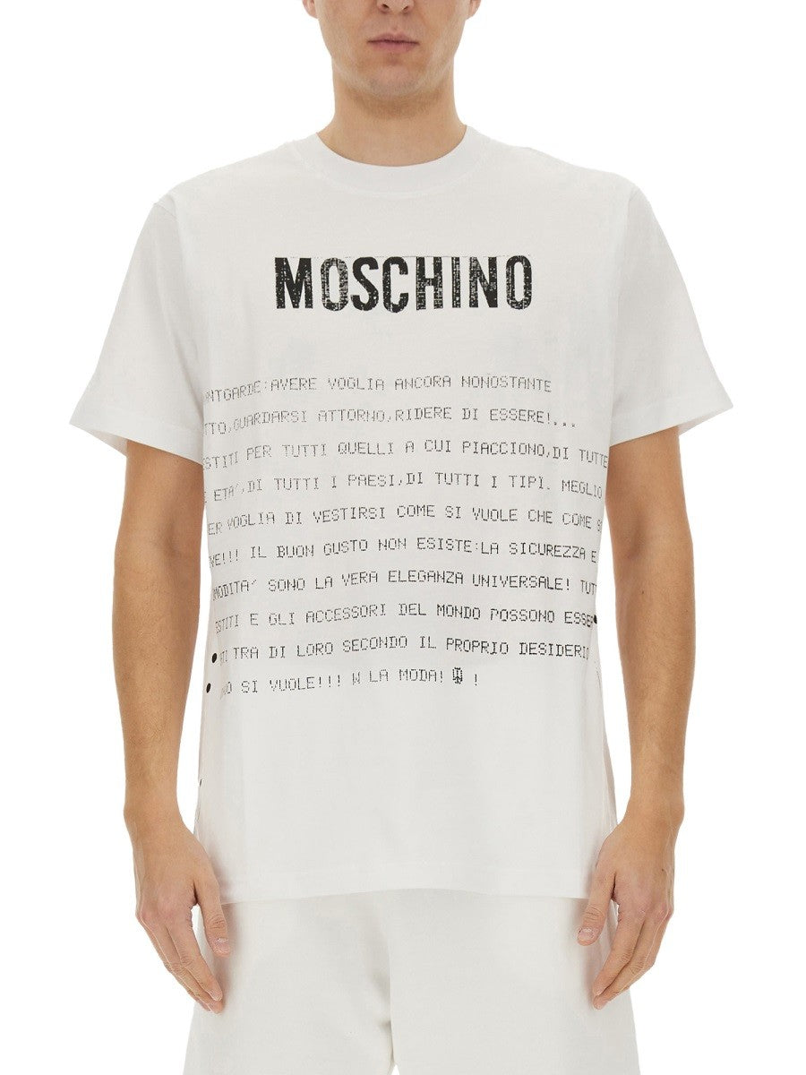 Moschino Men's Message Print Shirt White