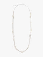 Valentino Men's Metal and Pearls Vlogo Signature Necklace Silver