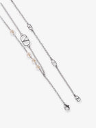 Valentino Men's Metal and Pearls Vlogo Signature Necklace Silver, view 3