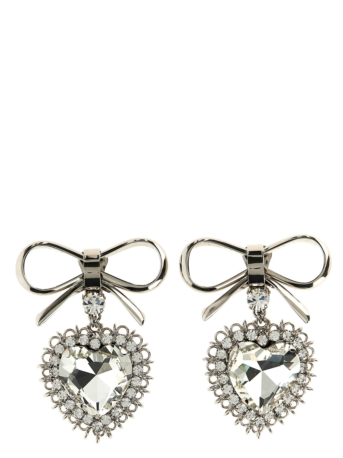 Alessandra Rich Metal Bow Earrings Silver