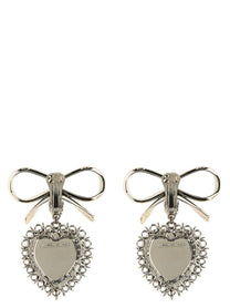 Alessandra Rich Metal Bow Earrings Silver
