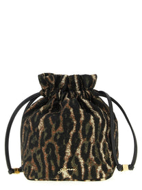 Ganni Metallic Bou Bucket Pouch Brown