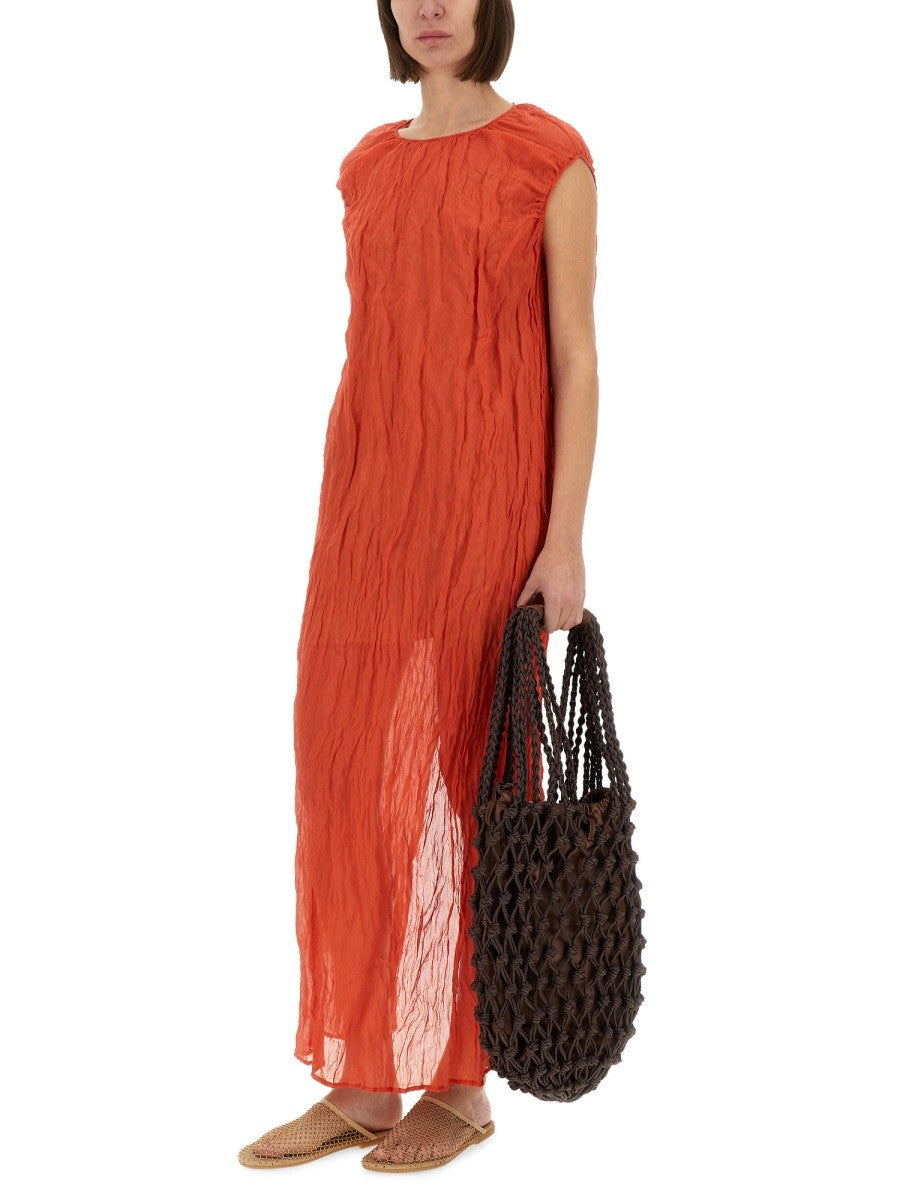 Alysi Women's Metallic Gauze Longuette Dress Red