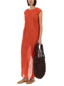 Alysi Women's Metallic Gauze Longuette Dress Red