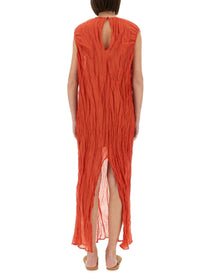 Alysi Women's Metallic Gauze Longuette Dress Red