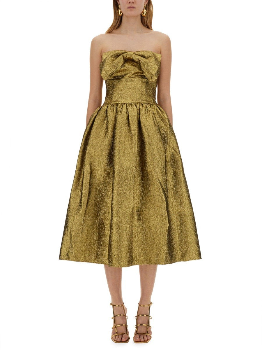 self-portrait Women's Metallic Jacquard Midi Dress Gold self-portrait