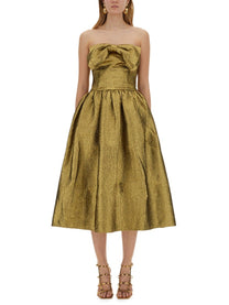 self-portrait Women's Metallic Jacquard Midi Dress Gold self-portrait