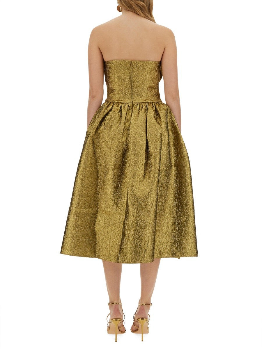 self-portrait Women's Metallic Jacquard Midi Dress Gold self-portrait