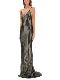 Rick Owens Lilies Women's Metallic Long Dress Grey