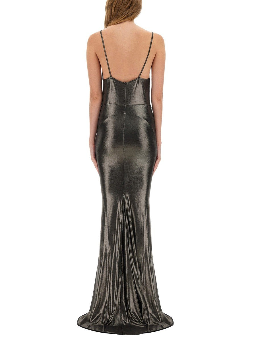 Rick Owens Lilies Women's Metallic Long Dress Grey