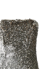 Elisabetta Franchi Metallic Tulle Dress Silver