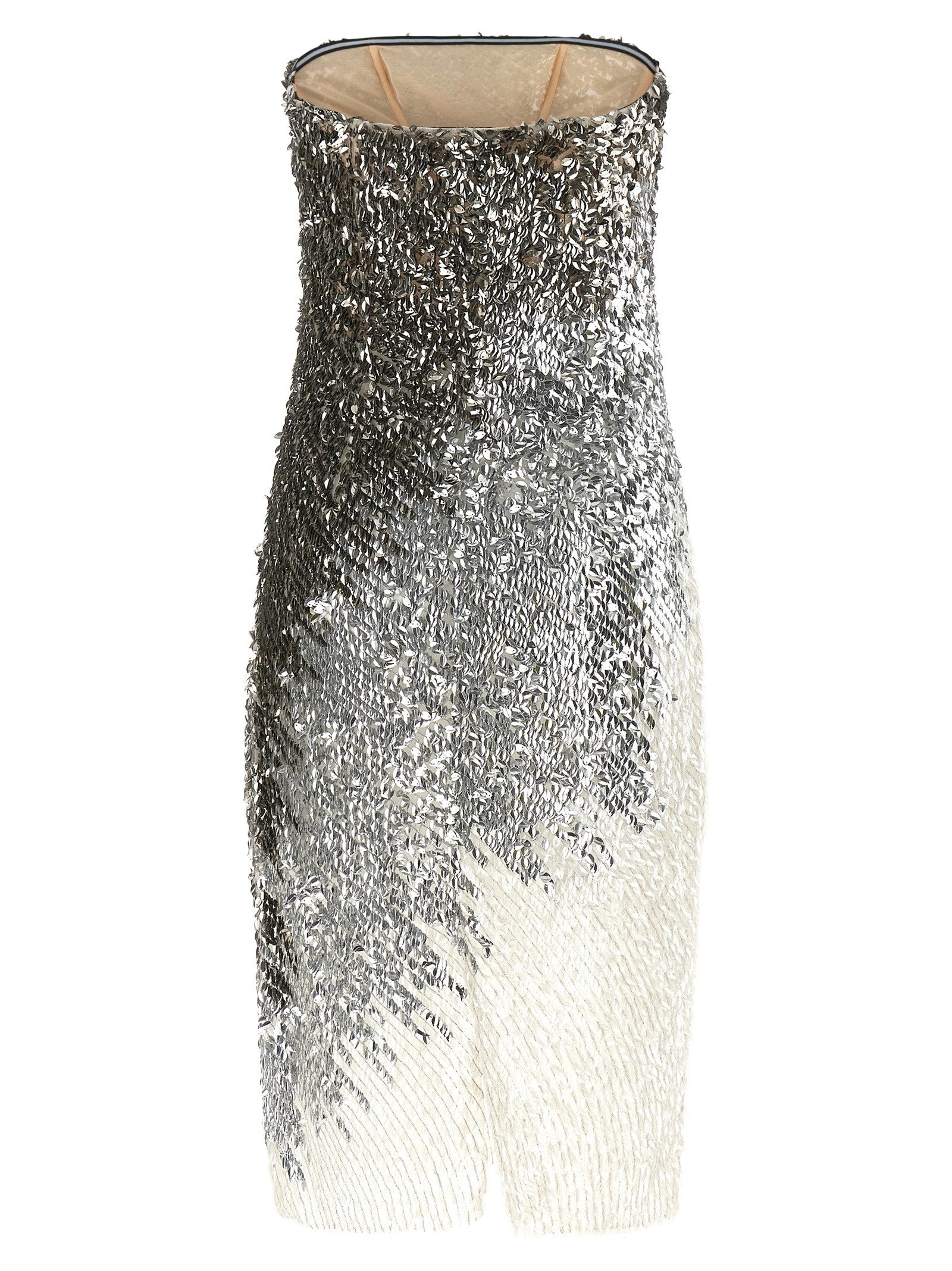 Elisabetta Franchi Metallic Tulle Dress Silver