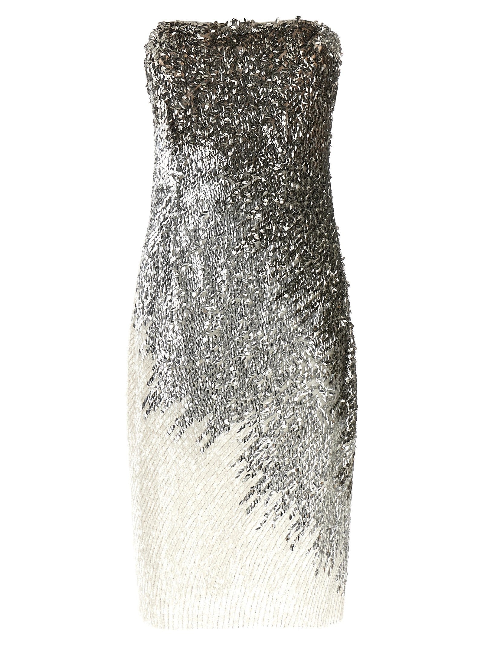 Elisabetta Franchi Metallic Tulle Dress Silver
