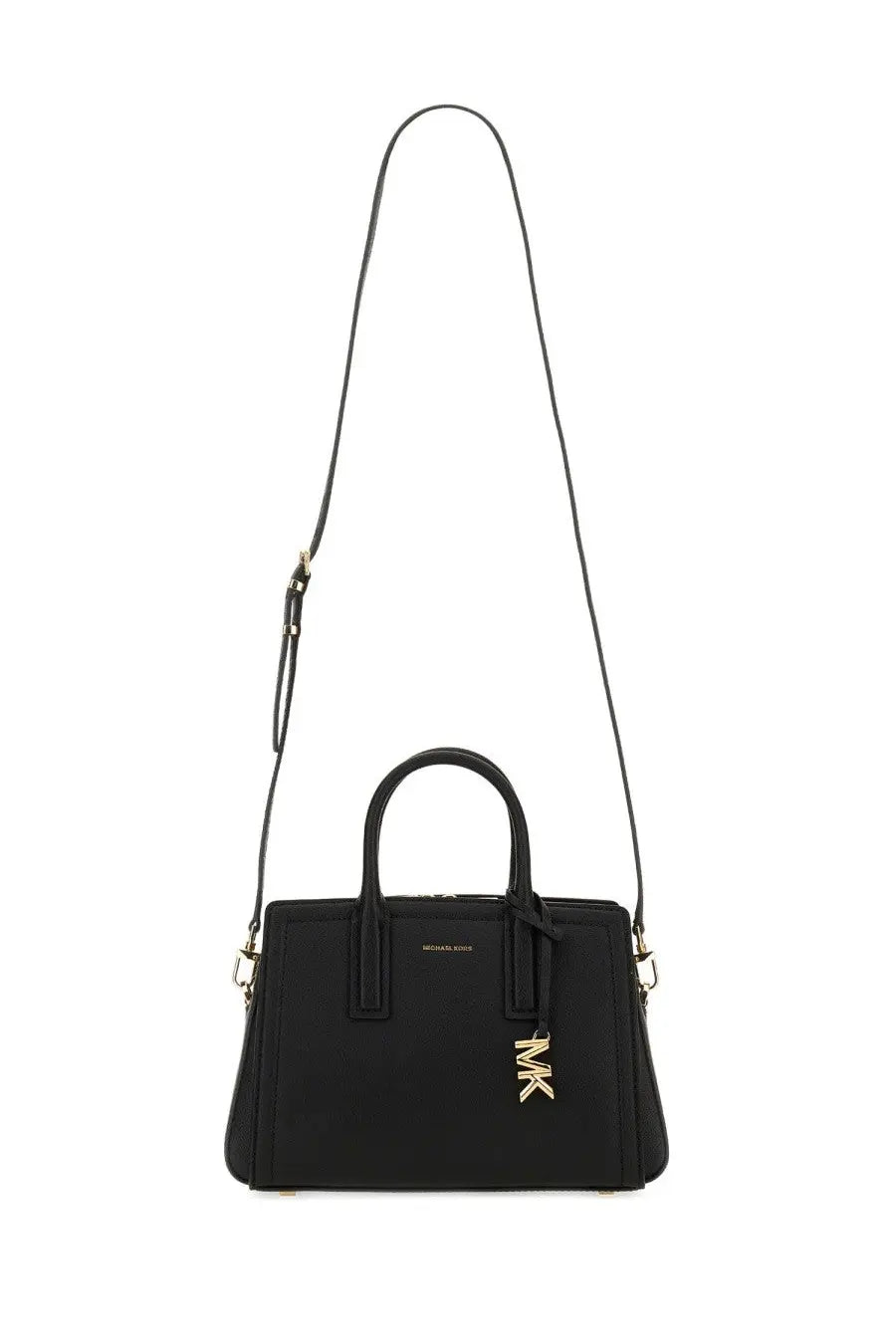 Michael Kors women’s borsa mano Laila small black leather handbag with gold-tone hardware and detachable shoulder strap
