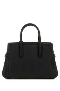 Michael Kors women’s borsa mano laila small black leather satchel with structured rectangular shape and gold hardware