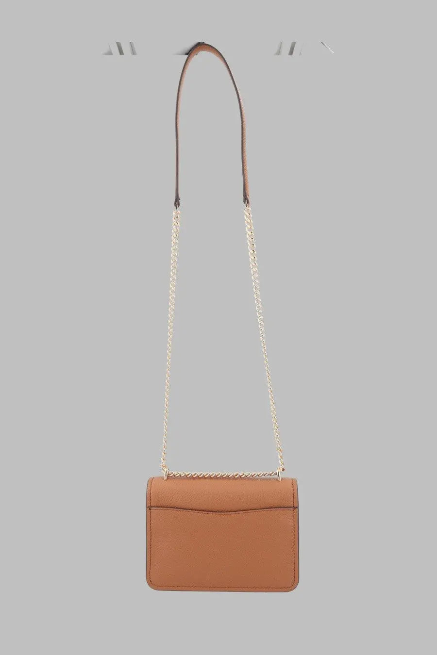 Michael Kors women’s borsa tracolla brown tan leather crossbody bag with gold-tone chain strap and top handle