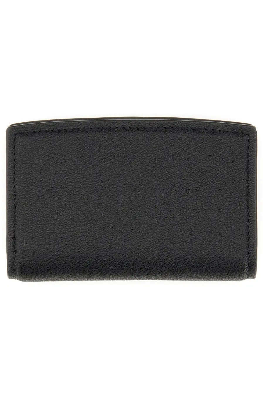 Michael kors women’s bryant medium wallet in black textured leather with precise stitching along the edges