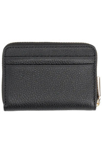 Michael Kors women’s black textured leather card holder with gold-tone zipper pull and zippered compartment