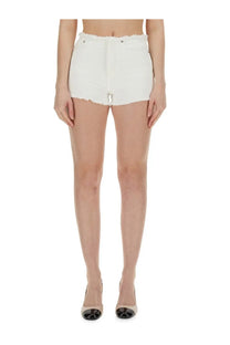 Michael Kors women’s white high-waisted denim shorts with frayed hem made of durable denim fabric
