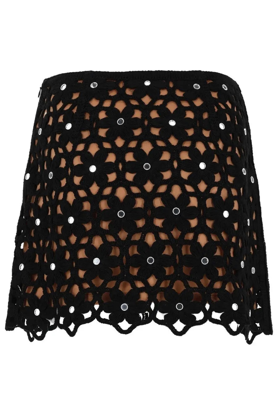 Michael Kors Women's Crochet Skirt with Motif Floral Black, view 2