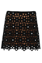 Michael Kors Women's Crochet Skirt with Motif Floral Black