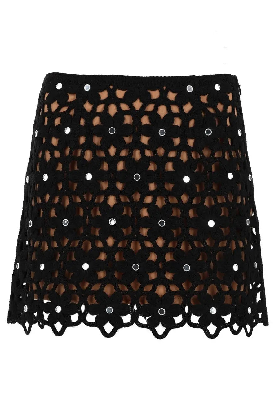 Michael Kors Women's Crochet Skirt with Motif Floral Black