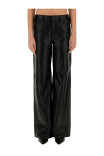 Michael Kors women’s black glossy faux leather wide-leg pants with a sleek modern design