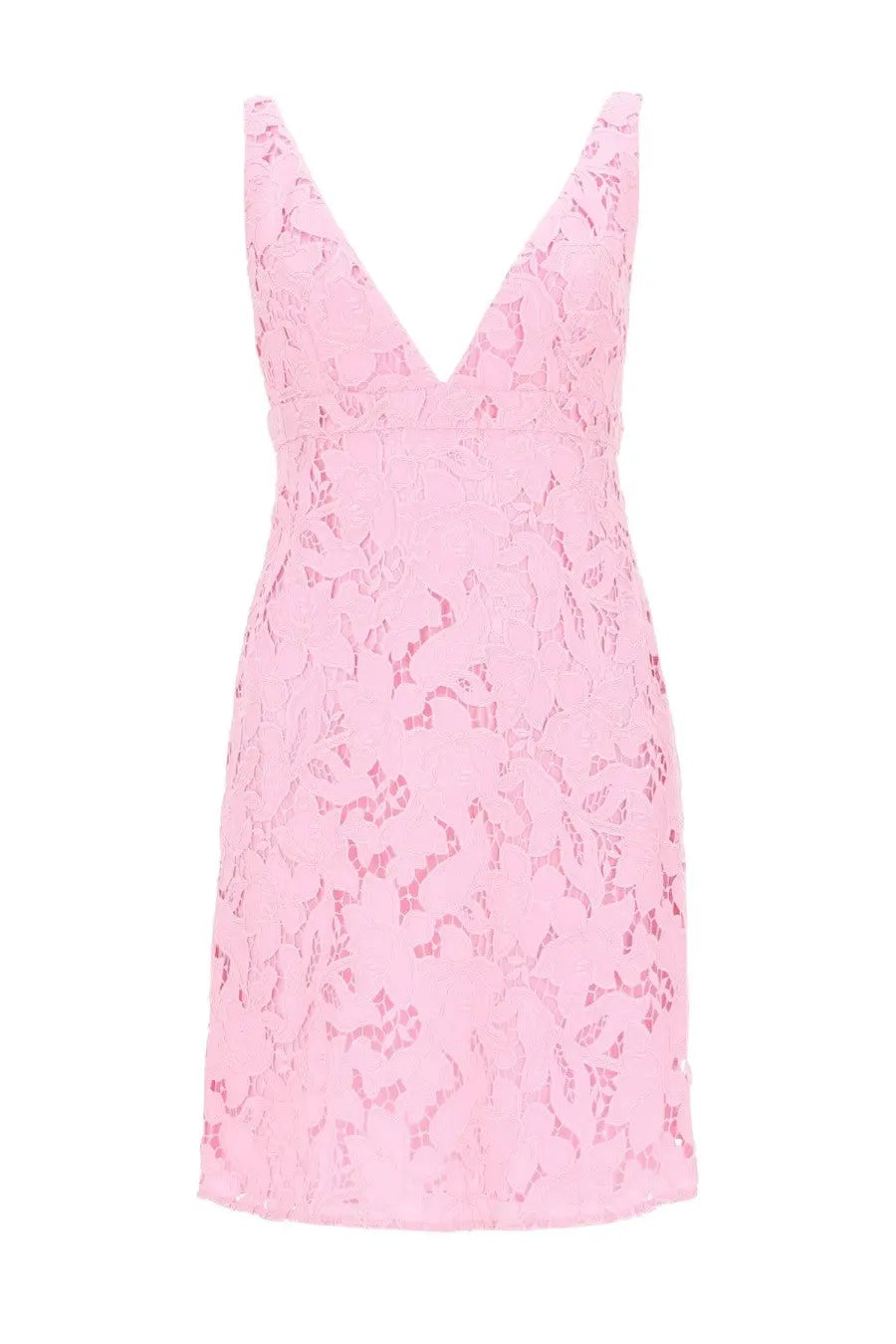 Michael Kors women’s delicate pink lace mini dress with deep v-neckline and thin straps in Pizzo Florale Cordonato blue