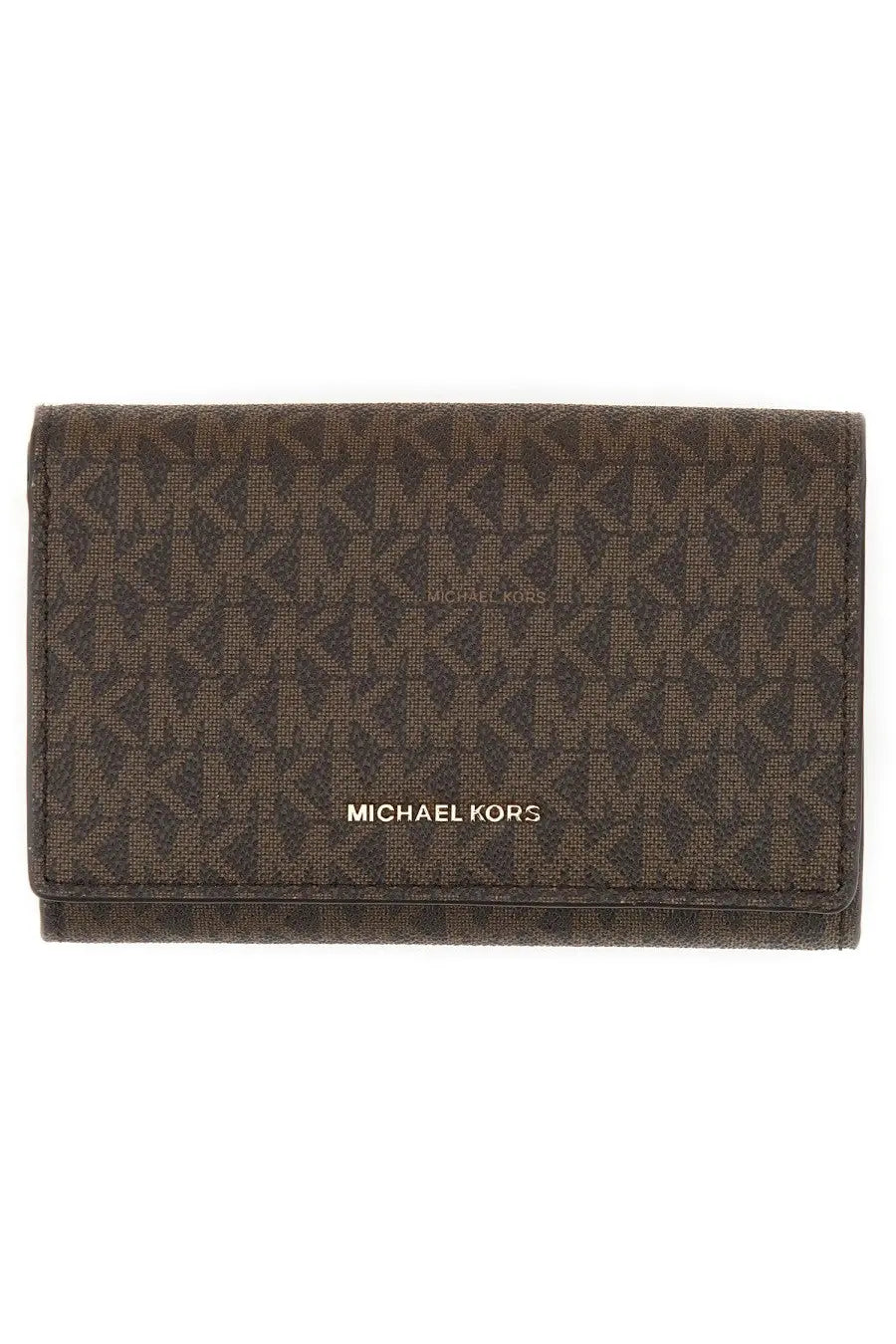 Brown Michael Kors women’s wallet with repeating monogram pattern in leather for stylish everyday use