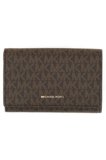 Brown Michael Kors women’s wallet with repeating monogram pattern in leather for stylish everyday use