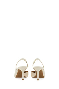 Michael Kors women’s Alina pump in cream-colored leather with sleek minimalist slingback design and thin heel