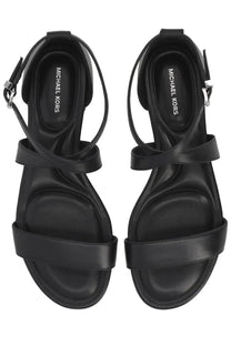 Michael Kors women’s sandal Alexa black leather with sleek minimalist design and adjustable ankle straps