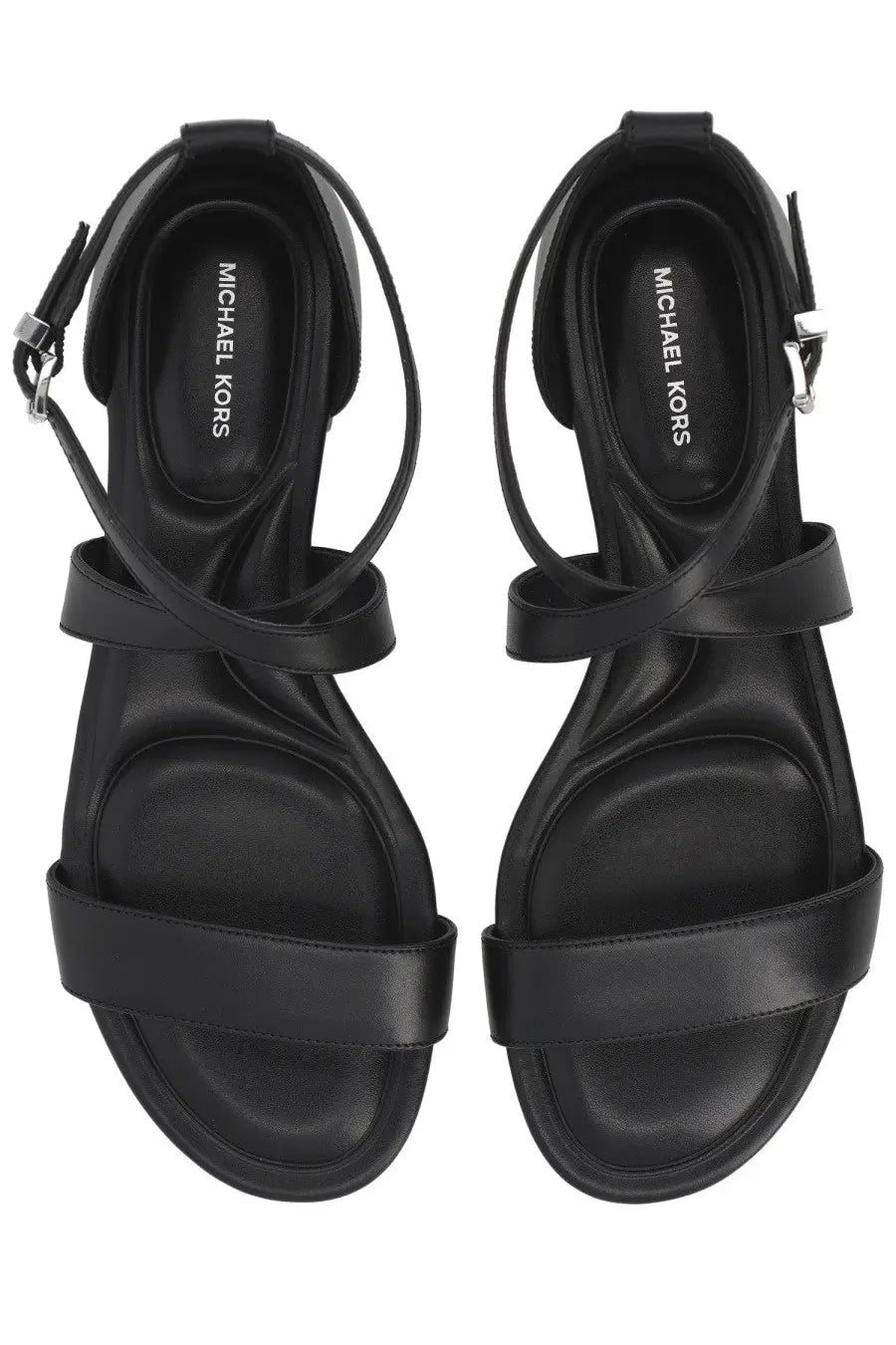 Michael Kors women’s sandal Alexa black black leather with sleek minimalist design and adjustable ankle straps