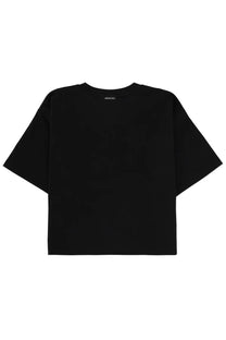 Michael Kors women’s black oversized short-sleeved shirt with relaxed fit and subtle brand tag at neckline
