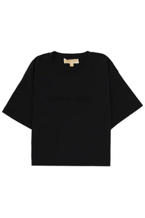 Michael Kors women’s black oversized t-shirt with subtle embroidered logo on chest in soft cotton material