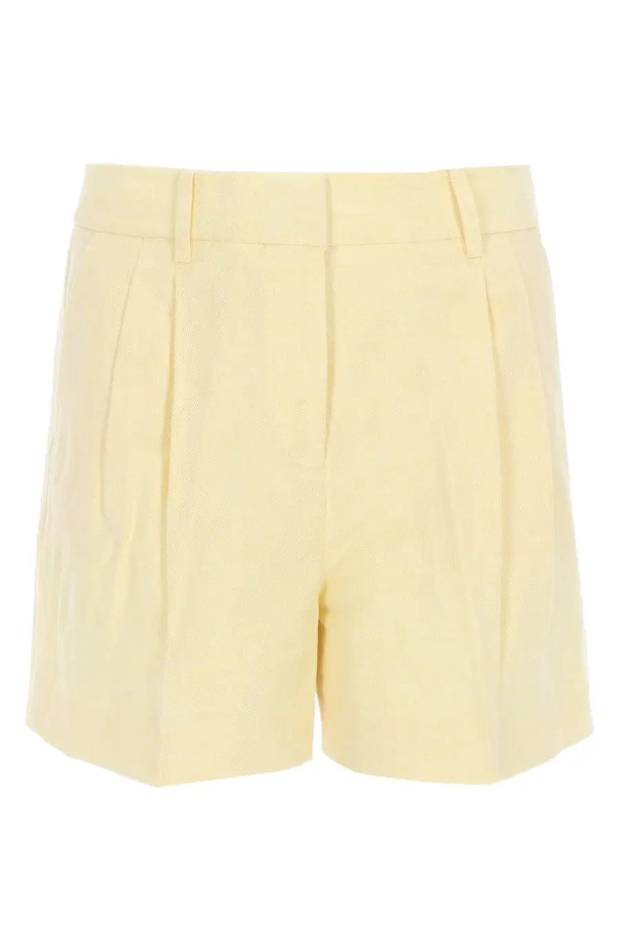 Michael kors women’s pale yellow linen shorts with pleats and tailored waistband for casual wear