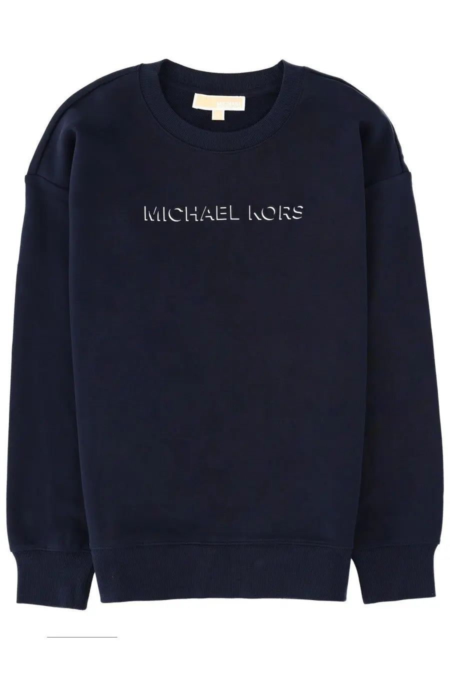 Navy blue michael kors women’s sweatshirt with white embroidered logo across the chest, casual cotton blend fabric
