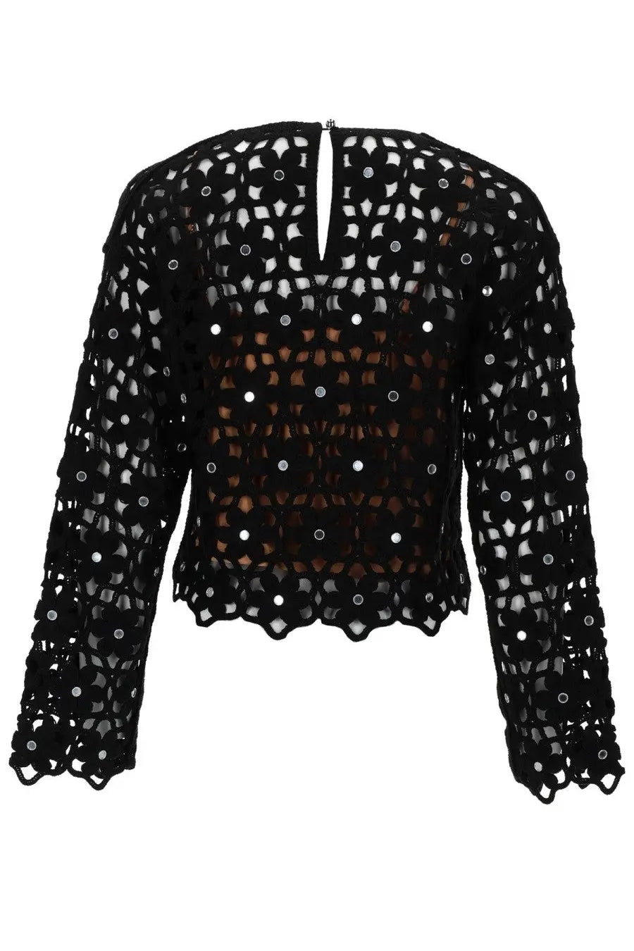 Michael Kors Women's Top in Crochet Black, view 2
