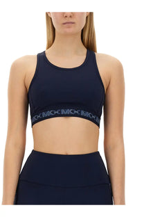 Navy blue michael kors sports bra with logo band designed for women in comfortable breathable fabric