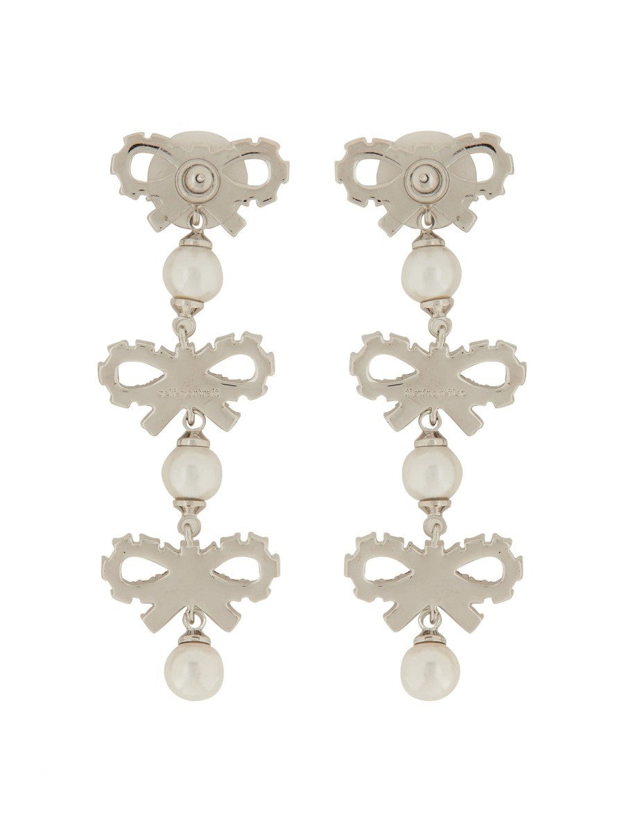 self-portrait Women's Micro Bow Earrings Silver