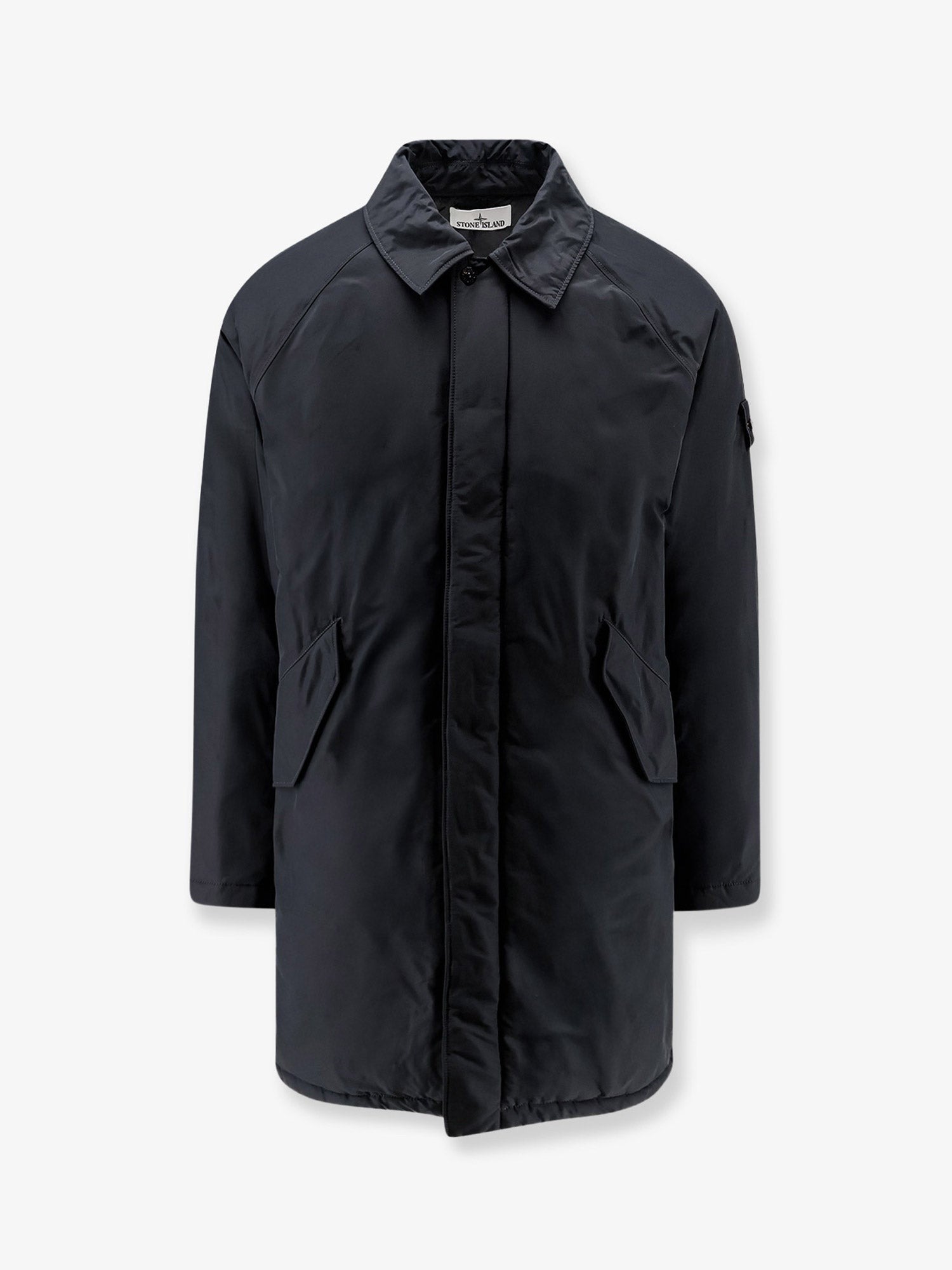 Stone Island Men's Micro Reps Padded Long Jacket Black