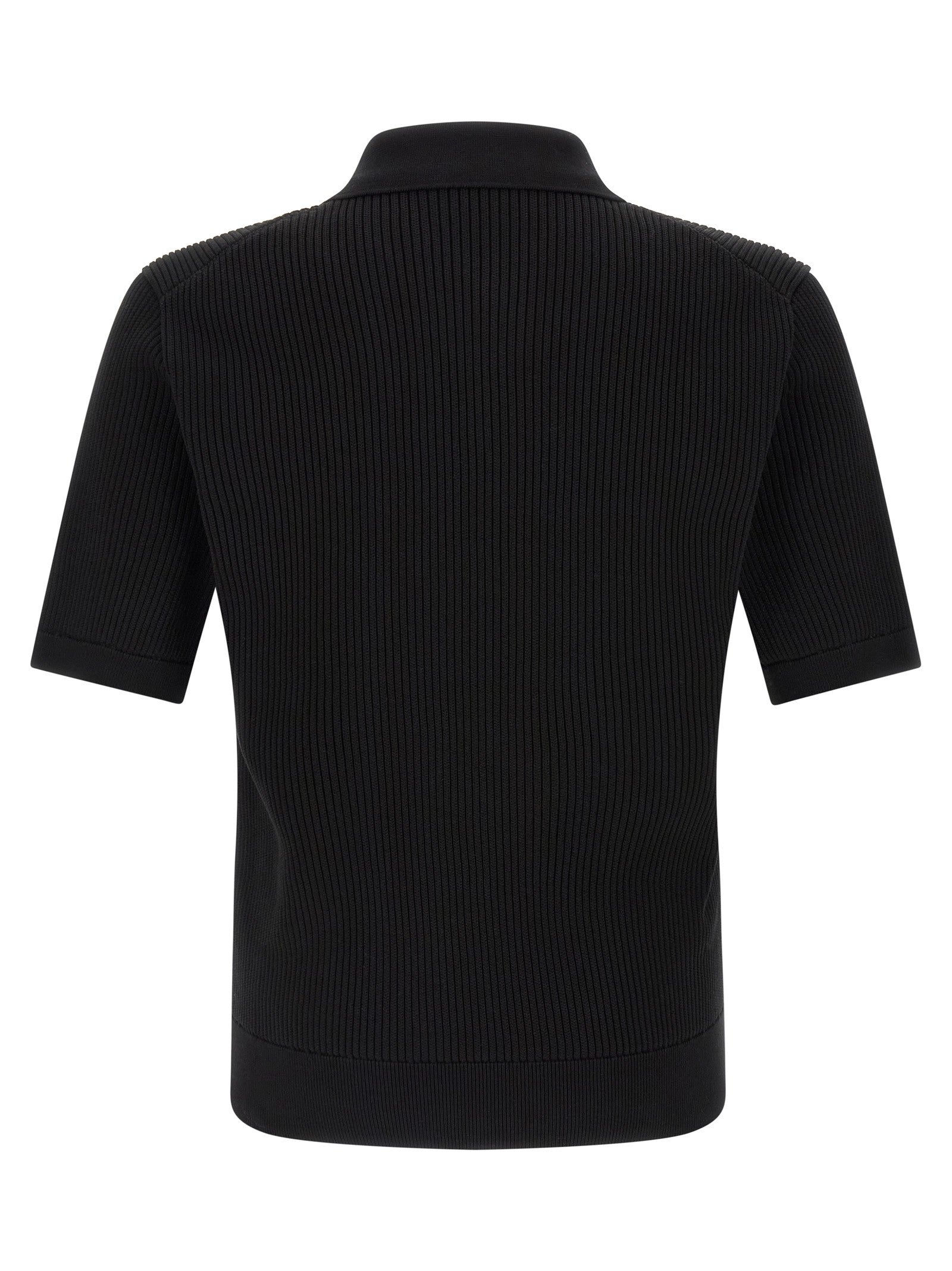 Dolce &amp; Gabbana Micro Ribbed Polo Shirt Black